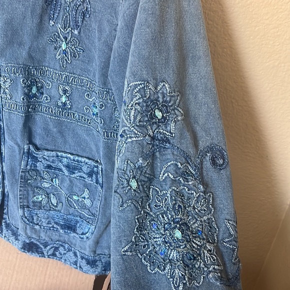 Flashback  Vintage  Denim embroidered Jacket sz M 100% Cotton - Picture 11 of 15
